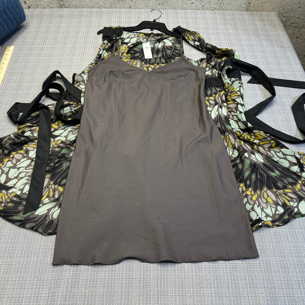 New Banana Republic‎ Butterfly Print Wrap Dress Size 8 Sheer Overlay Slip Dress